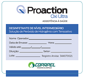 Adesivo Proaction Oxi Ultra p/ produto diluído 10cm x 09cm Azul