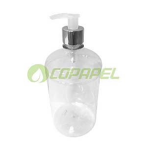 Frasco Plástico Transparente c/ válvula pump 1L ref.104