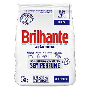 Lavanderia Brilhante Ação Total s/ Perfume Detergente em pó p/ roupas 1,6KG