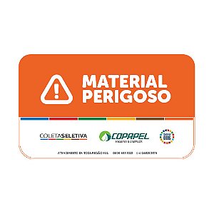 Adesivo p/ lixeira p/ coleta seletiva laranja - material perigoso 09cm x 15cm