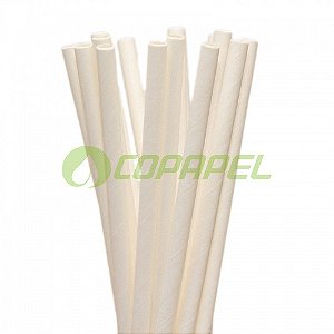 Canudo Papel branco p/ bebidas 6mm x 200mm pacote c/ 100 saches Strawplast