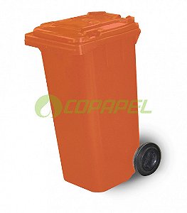 Contentor 240L Laranja c/ rodas modelo europeu 105cm x 59cm x 74cm Bralimpia ref. CP24LJ