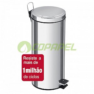 Lixeira 30L inox polido c/ pedal 65,5cm x 29,5cm Tramontina ref. 94538130