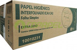 Papel Higiênico Folha Simples Interfolha 2 Dobras Caixa 20x500f 10000 fls 20,5x9cm Indaial E2917-08