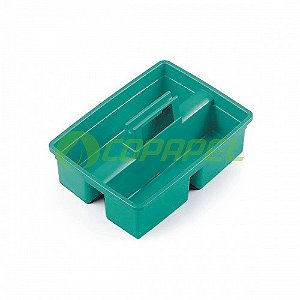 Cesta Multiuso Plástico Verde c/ 2 divisões p/ organização 14x33x28cm TTS ref. S030345