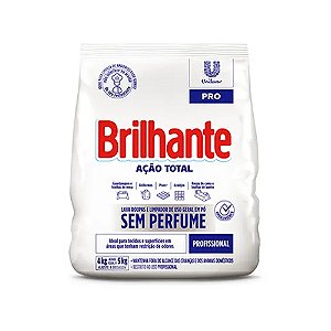 Lavanderia Brilhante Ação Total s/ perfume Detergente em pó p/ roupas 4kg Ref.67998970