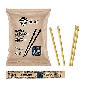Hashi de Bambu Destacável p/ comida japonesa Embalado 20cm pct c/ 100 un FSC Billa