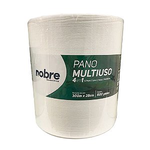 Pano multiuso Slim Branco p/ limpeza geral 35g/m² Rolo c/ 600 un 28x50cm 300m Nobre