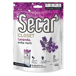 Limpeza Geral Secar Evita Mofo Desumidificador p/ closet Lavanda 250gr