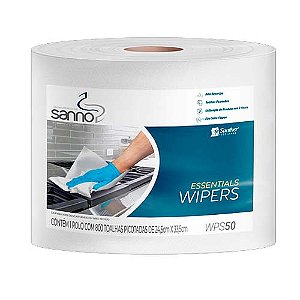 Wiper branco Sanno Essentials 24,5cm x 33,5cm Rolo c/ 800 un WPS50