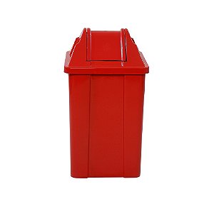 Lixeira Plástica 60L Quadrada Vermelha c/ Tampa Vai-Vem 72cm x 37cm x 37cm JSN ref. Q60V
