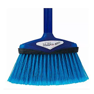 Vassoura c/ cerdas de PET c/ cabo Azul de 1,40m e cerdas pretas p/ áreas externas e internas 30cm Bettanin ref. 9673C