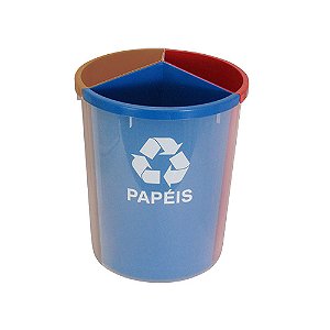 Lixeira Mix Plastica c/ 03 divisões 26lts - Azul/vermelha/marrom - 8lts cada divisória 39,8 cm x31,5 cm JSN ref.MIX3AVM