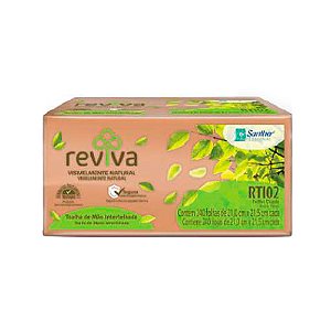 Papel Toalha Folha Dupla Interfolha 2 Dobras Caixa 10x240f 2400 folhas 21,0x21,5cm Reviva RTI02