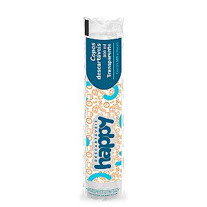 Copo de plástico PS transparente p/ água 300ml pacote c/ 100 un Happy - Minaplast