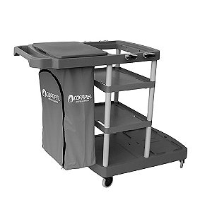 Carro Funcional  Cinza c/ saco de vinil cinza 100cm x 116cm x 57cm Copapel ref. 2203090536