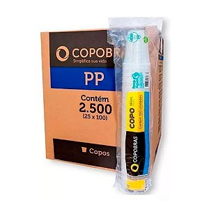 Copo de plástico PP Cores Diversos p/ água 180ml pacote c/ 100 un Copobrás