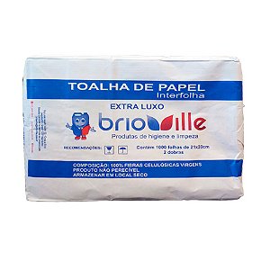 Papel Toalha Folha Simples Interfolha 2 Dobras Pacote 4x250f 1000 folhas 21x20 Brioville TDA