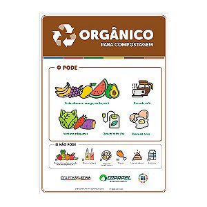 Adesivo p/ coleta seletiva c/ instruções de descarte Marrom - papel A4