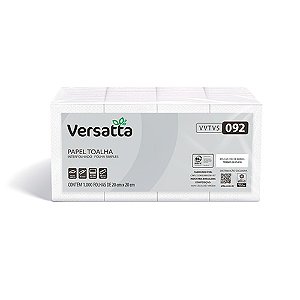Papel Toalha Folha Simples Interfolha 2 Dobras Caixa 20x250f 5000 folhas 20cmx20cm Versatta TVS092
