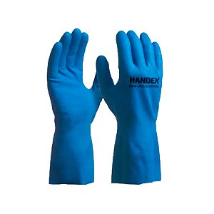 Luva de látex c/ revestimento interno em verniz silver azul tamanho G 1par Handex ref.HX028T09E001
