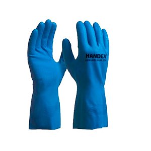 Luva de látex c/ revestimento interno em verniz silver azul tamanho P 1par Handex ref.HX028T07E001