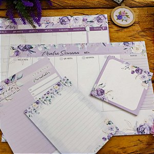 Kit Desk Planners e Bloquinhos Violeta - Coleção Agraciada