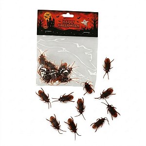 Barata de Plástico Pequena c/10 Unidades Pegadinha Halloween