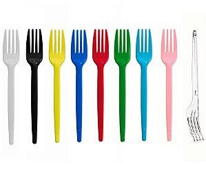 Garfo de Sobremesa c/ 50 unidades Descartável (Diversas Cores)