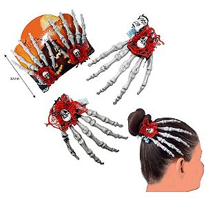 Presilha Mão Esqueleto com 2 unidades Halloween