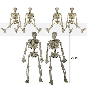 2 Unidades Enfeite Esqueleto 14,5 cm Halloween