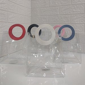 10 Bolsas de Presente Transparentes Alça Redonda (3 tamanhos)