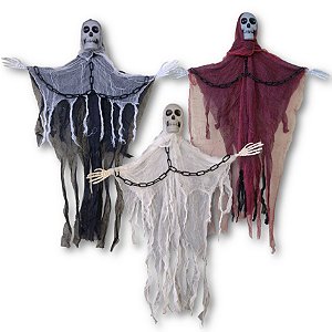 Caveira Fantasma Corrente 85cm Halloween
