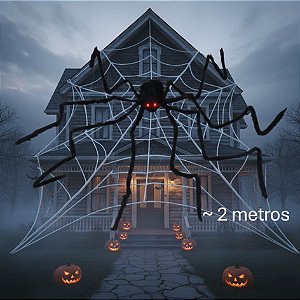 Aranha Gigante ~2 metros Peluda Preta Halloween