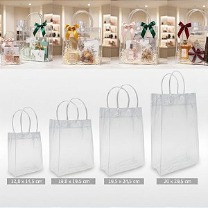 Kit 10 Sacolas Transparentes com Fecho p/ Presente Lembrança