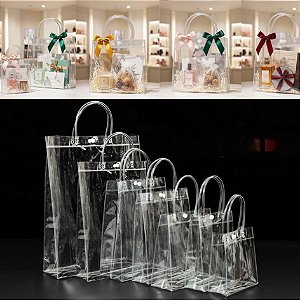 Kit 10 Sacolas Transparentes com Fecho p/ Presente Lembrança