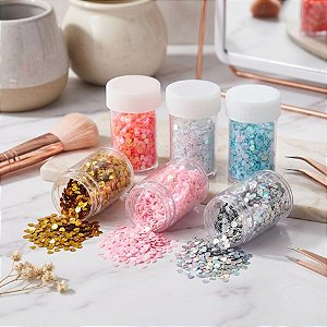 Glitter Mini Corações Holográficos c/ 9g (peso sem o tubo)