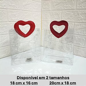 10 Bolsas Alça Coração Transparentes (2 Tamanhos)