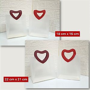 10 Bolsas Alça Coração Fosca (2 Tamanhos)