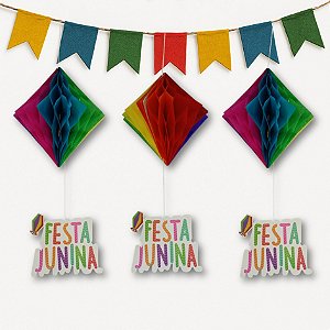 3 unidades Balão Placa Festa Junina Colmeia