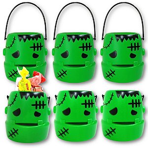 Kit 6 Baldinhos Frankenstein Halloween Decoração Lembrancinha