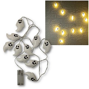 Cordão Led Fantasmas à Pilha Decoração Halloween