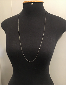 Colar longo bolinha banho de rodium OMG - 80 cm