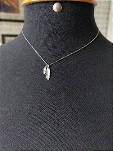 Colar Duas Peninhas - prata 925 -  ZP