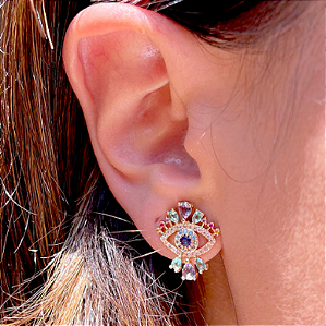 Brinco olho Grego Cristais - SP