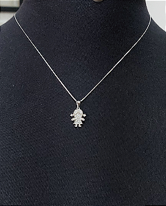 Colar com PIngente menininha prata 925 e zircônias - ZP