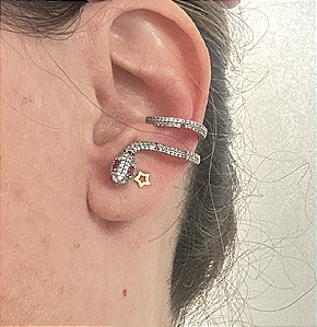 Brinco Earcuff Serpente Branca - ZP