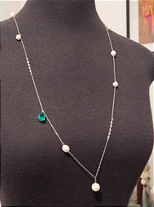 Colar longo Pérolas e Cristal turmalina Paraíba - SP