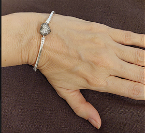 Pulseira Fecho Coração - Inspiração Grandes Marcas - Prata925