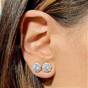 Brinco Floco de Neve - Prata com zircônias - SP